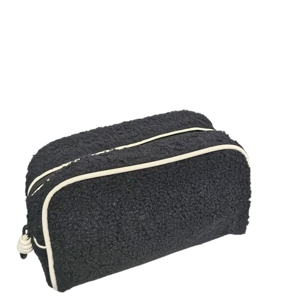 Bluemercury Sherpa Makeup Bag Cosmetic Travel Case Toiletry Organizer Black Whit
